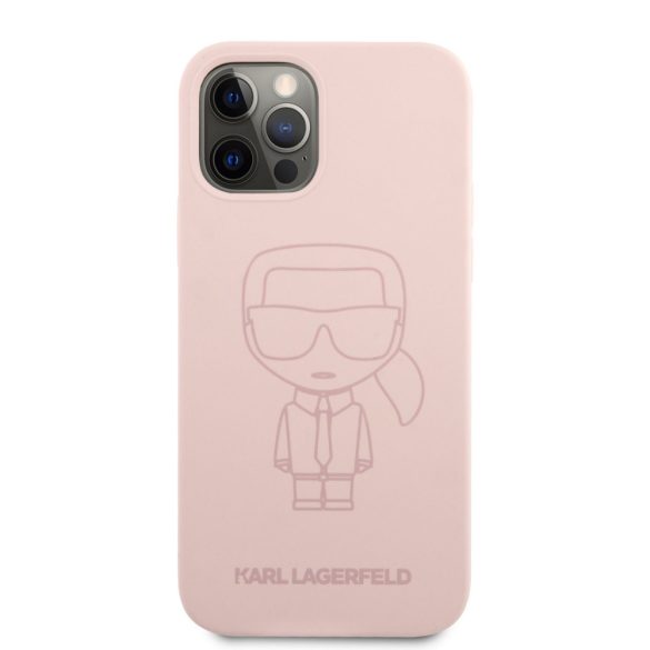 Karl Lagerfeld iPhone 12/12 Pro Ikonik Outline 2 Silicone (KLHCP12MSILTTPI) hátlap, tok, világos rózsaszín