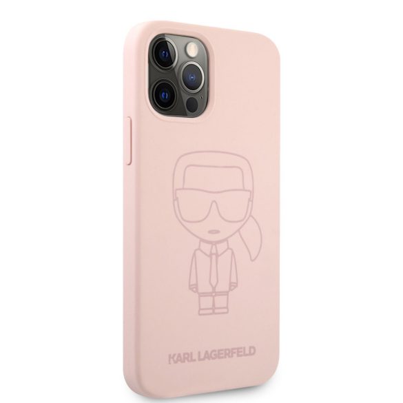 Karl Lagerfeld iPhone 12/12 Pro Ikonik Outline 2 Silicone (KLHCP12MSILTTPI) hátlap, tok, világos rózsaszín