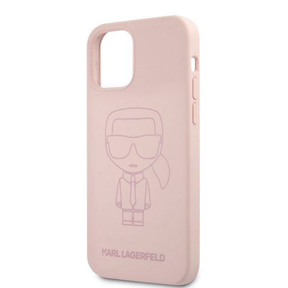 Karl Lagerfeld iPhone 12/12 Pro Ikonik Outline 2 Silicone (KLHCP12MSILTTPI) hátlap, tok, világos rózsaszín