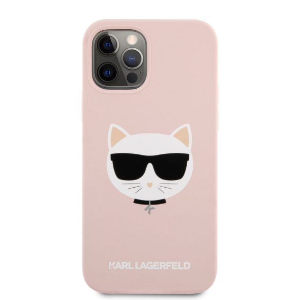 Karl Lagerfeld iPhone 12/12 Pro Choupette Head Silicone (KLHCP12MSLCHLP) hátlap, tok, világos rózsaszín