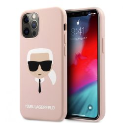   Karl Lagerfeld iPhone 12/12 Pro Silicone Karl Head (KLHCP12MSLKHLP) hátlap, tok, rózsaszín