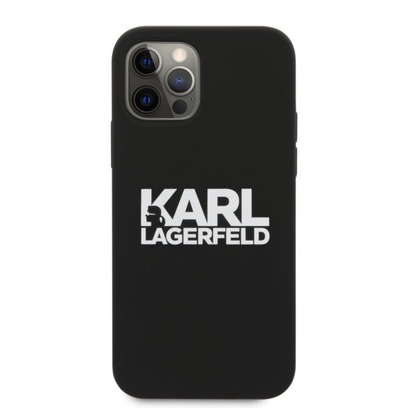 Karl Lagerfeld iPhone 12/12 Pro Stack White Logo Silicone (KLHCP12MSLKLRBK) hátlap, tok, fekete