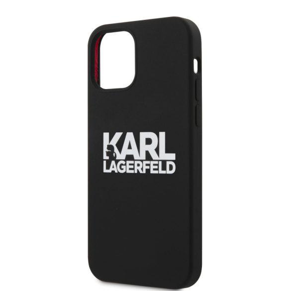 Karl Lagerfeld iPhone 12/12 Pro Stack White Logo Silicone (KLHCP12MSLKLRBK) hátlap, tok, fekete