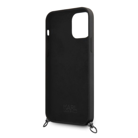 Karl Lagerfeld iPhone 12/12 Pro Silicone Cord Karl Iconic Full Body (KLHCP12MWOSLFKBK) hátlap, tok, fekete