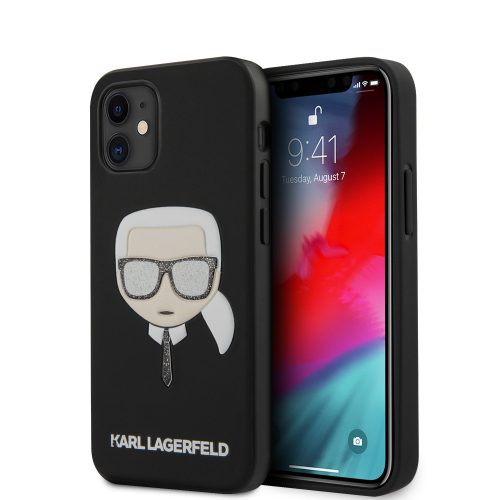 Karl Lagerfeld iPhone 12 Mini Layers Glitter Iconic (KLHCP12SGLBK) hátlap, tok, fekete