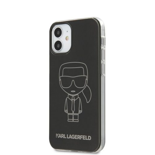 Karl Lagerfeld iPhone 12 Mini Metallic Ikonik Outline (KLHCP12SPCUMIKBK) hátlap, tok, fekete