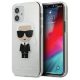 Karl Lagerfeld iPhone 12 Mini Glitter Ikonik Full Body (KLHCP12SPCUTRIKSL) hátlap, tok, ezüst