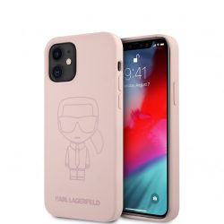   Karl Lagerfeld iPhone 12 Mini Silicone Iconic Outline (KLHCP12SSILTTPI) hátlap, tok, rózsaszín