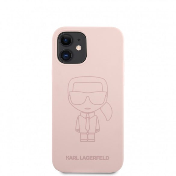 Karl Lagerfeld iPhone 12 Mini Silicone Iconic Outline (KLHCP12SSILTTPI) hátlap, tok, rózsaszín