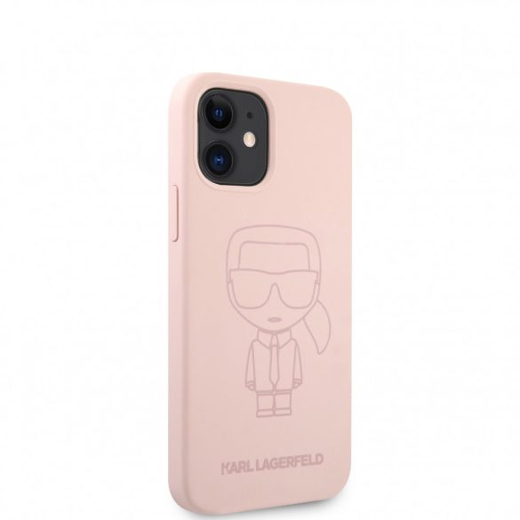 Karl Lagerfeld iPhone 12 Mini Silicone Iconic Outline (KLHCP12SSILTTPI) hátlap, tok, rózsaszín