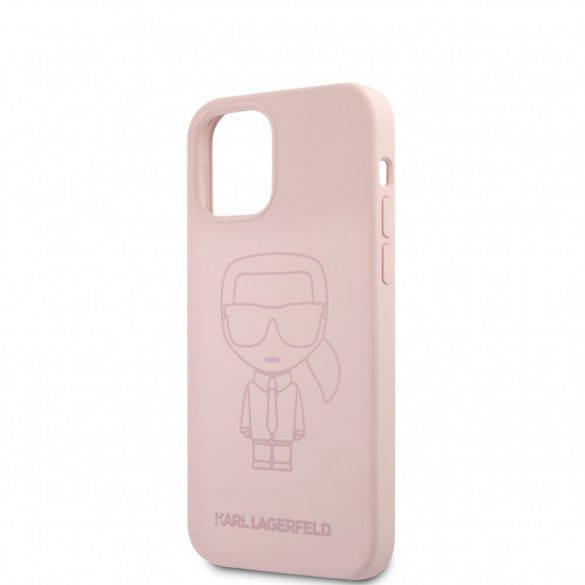 Karl Lagerfeld iPhone 12 Mini Silicone Iconic Outline (KLHCP12SSILTTPI) hátlap, tok, rózsaszín