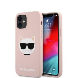   Karl Lagerfeld iPhone 12 Mini Choupette Head Silicone (KLHCP12SSLCHLP) hátlap, tok, világos rózsaszín