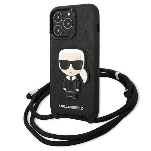 Karl Lagerfeld iPhone 13 Pro 3D Rubber Karl (KLHCP13LCMNIPK) hátlap, tok, fekete