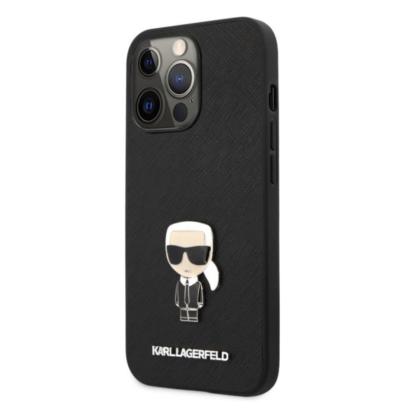 Karl Lagerfeld iPhone 13 Pro Saffiano Iconik (KLHCP13LIKMSBK) hátlap, tok, fekete