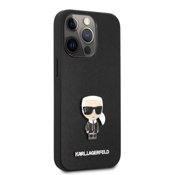 Karl Lagerfeld iPhone 13 Pro Saffiano Iconik (KLHCP13LIKMSBK) hátlap, tok, fekete