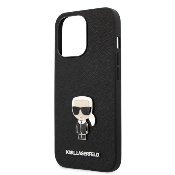 Karl Lagerfeld iPhone 13 Pro Saffiano Iconik (KLHCP13LIKMSBK) hátlap, tok, fekete