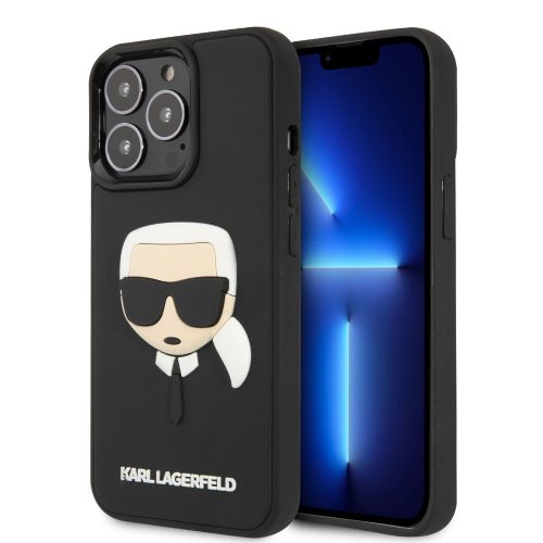 Karl Lagerfeld iPhone 13 Pro 3D Rubber Karl's Head (KLHCP13LKH3DBK) hátlap, tok, fekete