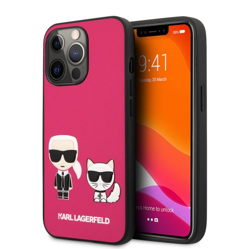 Karl Lagerfeld iPhone 13 Pro Karl & Choupette Leather (KLHCP13LPCUSKCP) hátlap, tok, pink