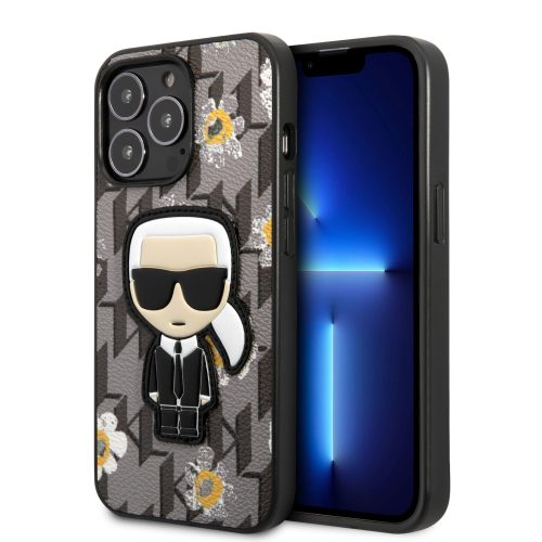 Karl Lagerfeld iPhone 13 Pro Iconic Flower (KLHCP13LPMNFIK1) hátlap, tok, szürke