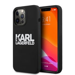   Karl Lagerfeld iPhone 13 Pro Stack White Logo Silicone (KLHCP13LSLKLRBK) hátlap, tok, fekete