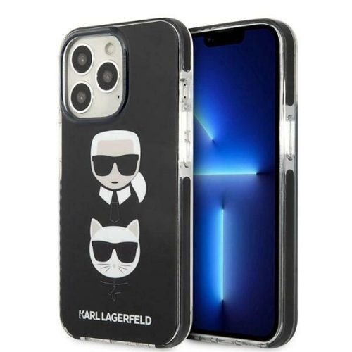 Karl Lagerfeld iPhone 13 Pro 6,1" KLHCP13LTPE2TK Iconic Karl & Choupette hátlap, tok, fekete