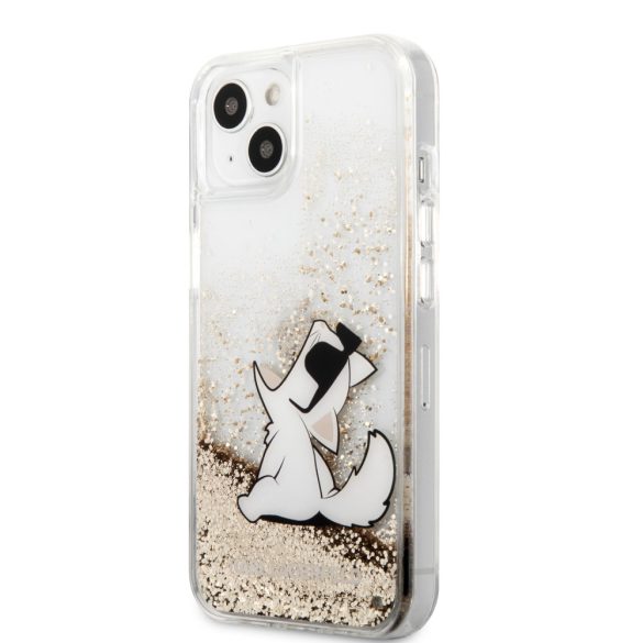 Karl Lagerfeld iPhone 13 Liquid Glitter Choupette Fun (KLHCP13MGCFD) hátlap, tok, arany