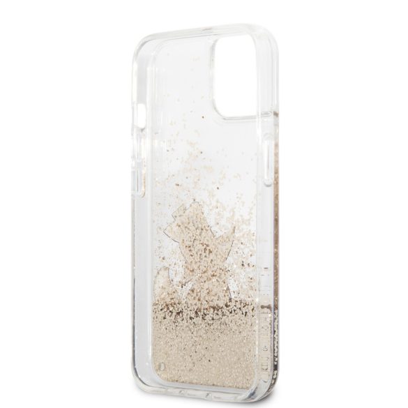 Karl Lagerfeld iPhone 13 Liquid Glitter Choupette Fun (KLHCP13MGCFD) hátlap, tok, arany