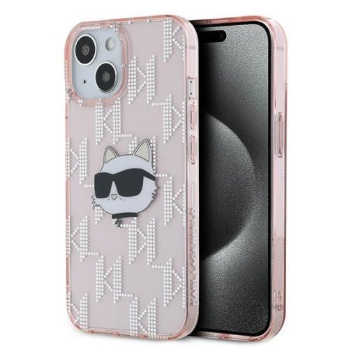 Karl Lagerfeld KLHCP13MHKLPCHP IML Choupette Head & Monogram iPhone 13 6.1" hátlap, tok, rózsaszín