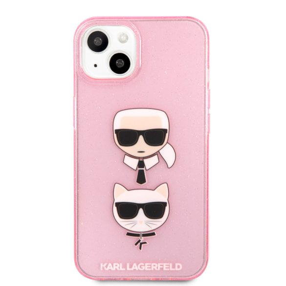 Karl Lagerfeld iPhone 13 K&C Head Glitter (KLHCP13MKCTUGLP) hátlap, tok, rózsaszín