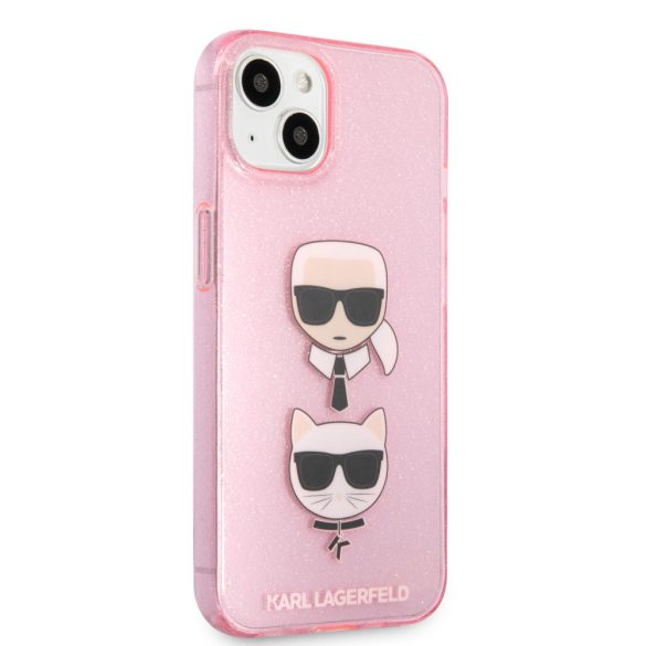 Karl Lagerfeld iPhone 13 K&C Head Glitter (KLHCP13MKCTUGLP) hátlap, tok, rózsaszín