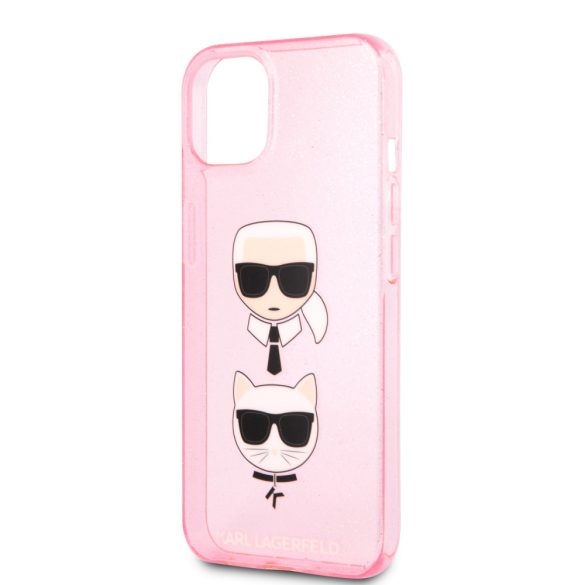 Karl Lagerfeld iPhone 13 K&C Head Glitter (KLHCP13MKCTUGLP) hátlap, tok, rózsaszín