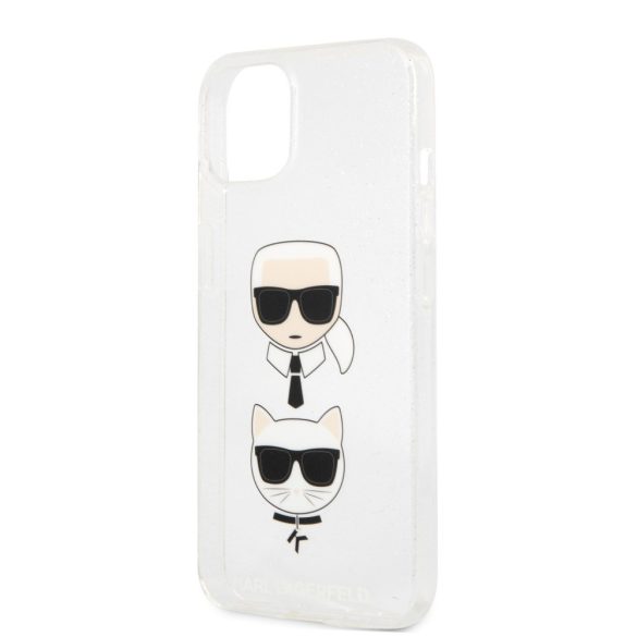 Karl Lagerfeld iPhone 13 Glitter Karl & Choupette (KLHCP13MKCTUGLS) hátlap, tok, ezüst