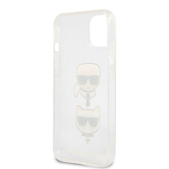 Karl Lagerfeld iPhone 13 Glitter Karl & Choupette (KLHCP13MKCTUGLS) hátlap, tok, ezüst