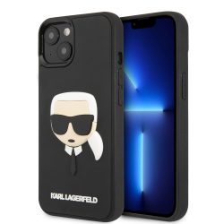   Karl Lagerfeld iPhone 13 3D Rubber Karl's Head (KLHCP13MKH3DBK) oldalra nyíló tok, fekete