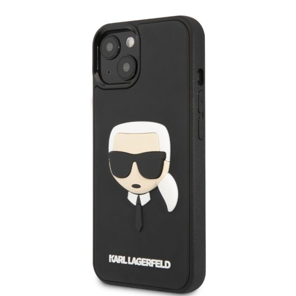 Karl Lagerfeld iPhone 13 3D Rubber Karl's Head (KLHCP13MKH3DBK) oldalra nyíló tok, fekete