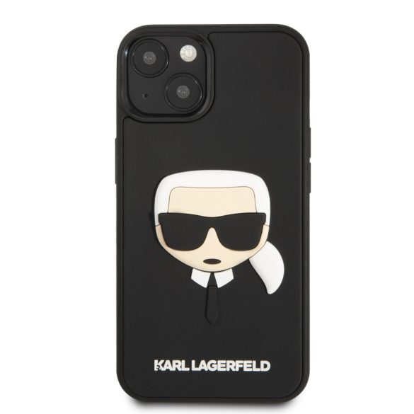 Karl Lagerfeld iPhone 13 3D Rubber Karl's Head (KLHCP13MKH3DBK) oldalra nyíló tok, fekete