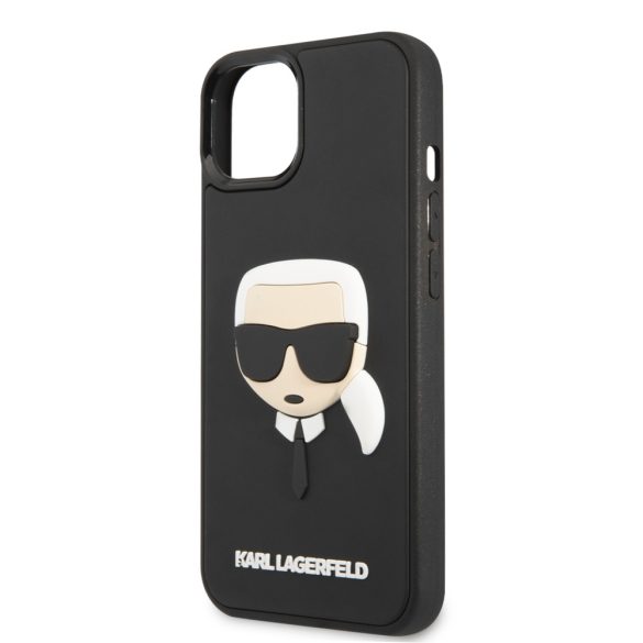 Karl Lagerfeld iPhone 13 3D Rubber Karl's Head (KLHCP13MKH3DBK) oldalra nyíló tok, fekete