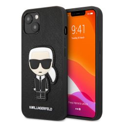   Karl Lagerfeld iPhone 13 Saffiano Ikonik Karl's Patch (KLHCP13MOKPK) hátlap, tok, fekete