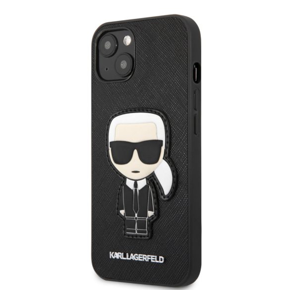 Karl Lagerfeld iPhone 13 Saffiano Ikonik Karl's Patch (KLHCP13MOKPK) hátlap, tok, fekete