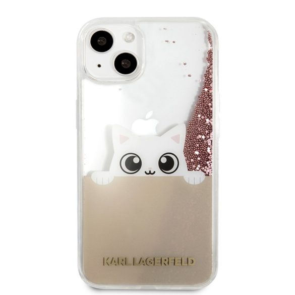 Karl Lagerfeld iPhone 13 PEEK A BOO Liquid Glitter (KLHCP13MPABGNU) hátlap, tok, rózsaszín