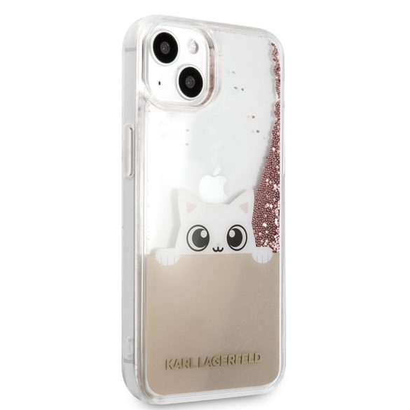 Karl Lagerfeld iPhone 13 PEEK A BOO Liquid Glitter (KLHCP13MPABGNU) hátlap, tok, rózsaszín