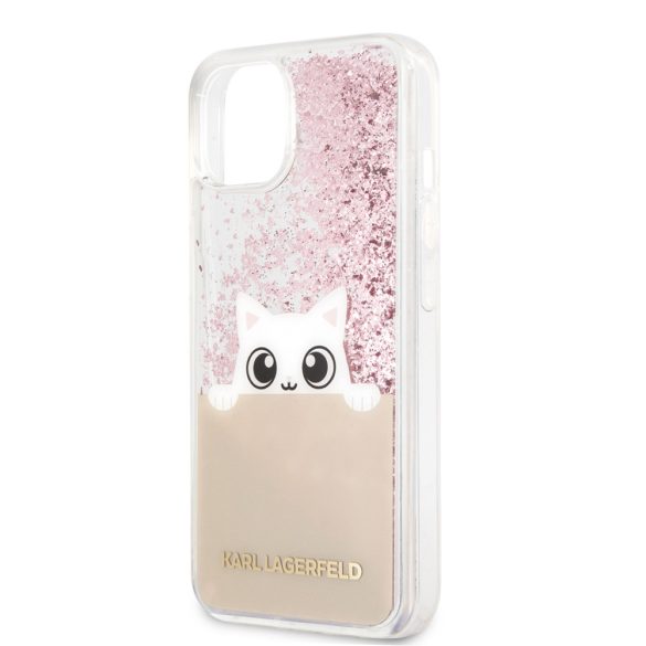 Karl Lagerfeld iPhone 13 PEEK A BOO Liquid Glitter (KLHCP13MPABGNU) hátlap, tok, rózsaszín