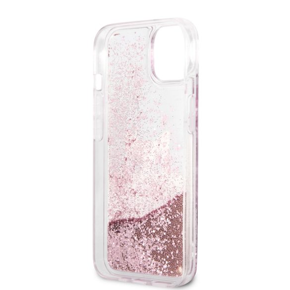 Karl Lagerfeld iPhone 13 PEEK A BOO Liquid Glitter (KLHCP13MPABGNU) hátlap, tok, rózsaszín