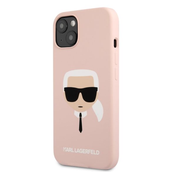 Karl Lagerfeld iPhone 13 Silicone Karl's Head (KLHCP13MSLKHLP) hátlap, tok, rózsaszín