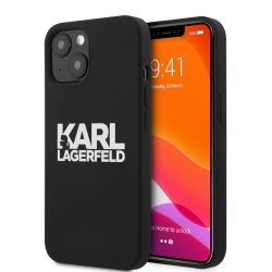   Karl Lagerfeld iPhone 13 Stack White Logo Silicone (KLHCP13MSLKLRBK) hátlap, tok, fekete