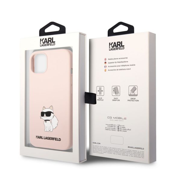 Karl Lagerfeld Liquid Silicone Choupette NFT Case iPhone 13 (KLHCP13MSNCHBCP) hátlap, tok, rózsaszín