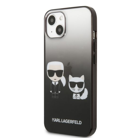 Karl Lagerfeld iPhone 13 Gradient Iconic Karl & Choupette (KLHCP13MTGKCK) hátlap, tok, fekete