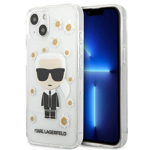 Karl Lagerfeld KLHCP13SHFLT Flower Ikonik Karl iPhone 13 mini 5.4" tok, átlátszó