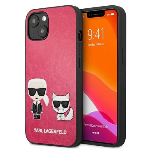 Karl Lagerfeld KLHCP13SPCUSKCP Ikonik Karl & Choupette iPhone 13 mini 5.4" hátlap, tok, rózsaszín