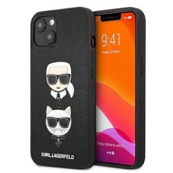   Karl Lagerfeld iPhone 13 Mini Saffiano Karl & Choupette (KLHCP13SSAKICKCBK) hátlap, tok, fekete